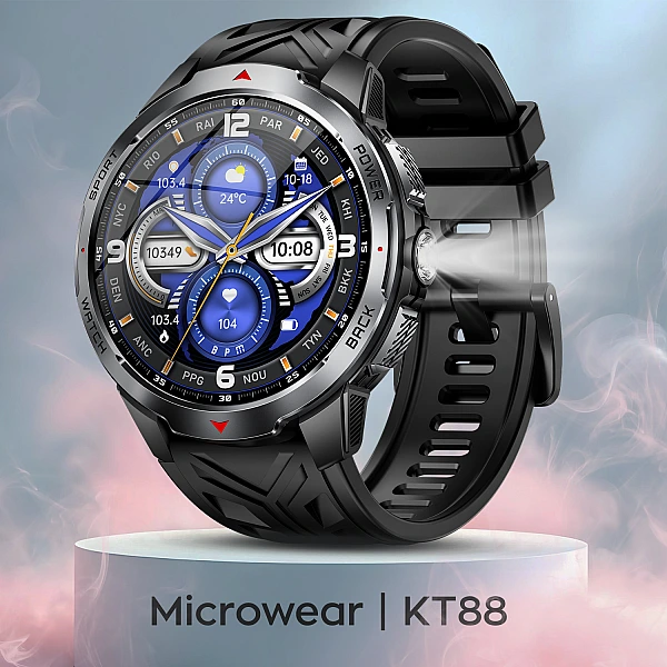 Smartwatch Microwear KT88 - Black Silicone Smartwatch Microwear KT88 - Black Silicone