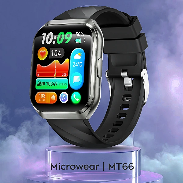 Smartwatch Microwear MT66 – Black Silicone Smartwatch Microwear MT66 – Black Silicone