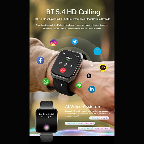 Smartwatch Microwear MT66 - Black Silicone Smartwatch Microwear MT66 - Black Silicone