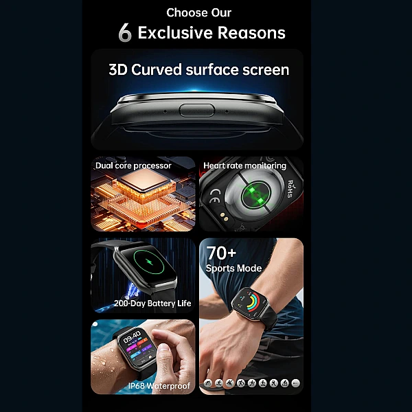 Smartwatch Microwear MT66 - Black Silicone Smartwatch Microwear MT66 - Black Silicone