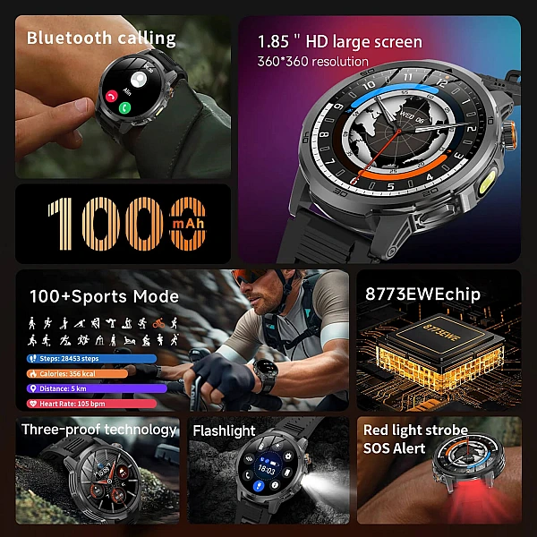 Smartwatch Microwear AK95 – Black Steel