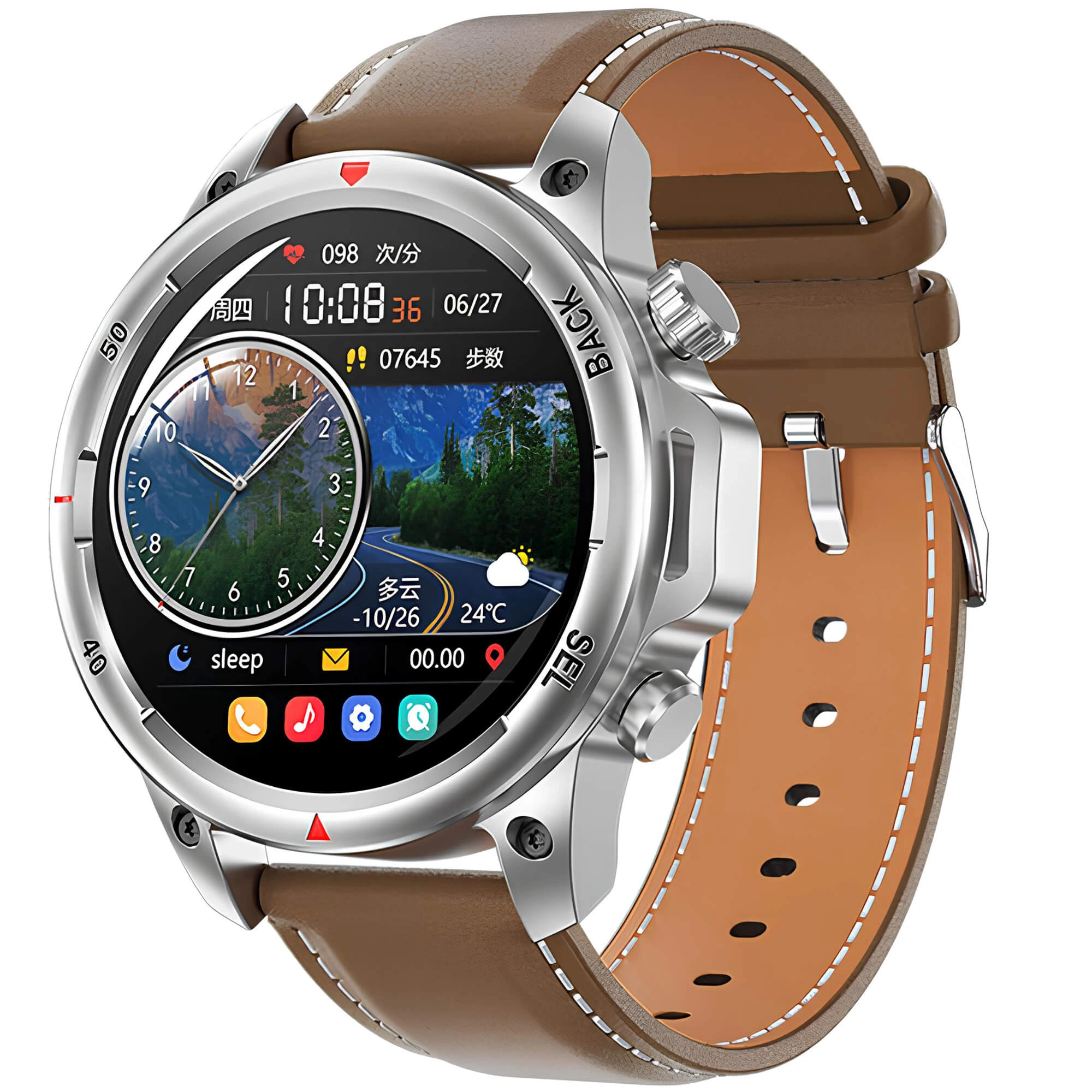 Smartwatch Microwear DK68 - Brown Leder Smartwatch Microwear DK68 - Brown Leder