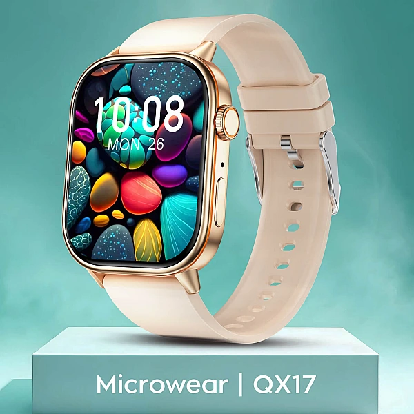 Smartwatch Microwear QX17 - Gold Silicone Smartwatch Microwear QX17 - Gold Silicone