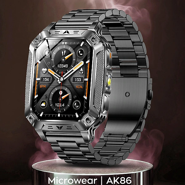 Smartwatch Microwear AK86 - Black Steel Smartwatch Microwear AK86 - Black Steel
