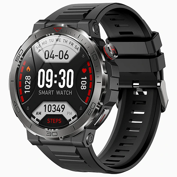 Smartwatch Microwear MK68 - Black Silicone