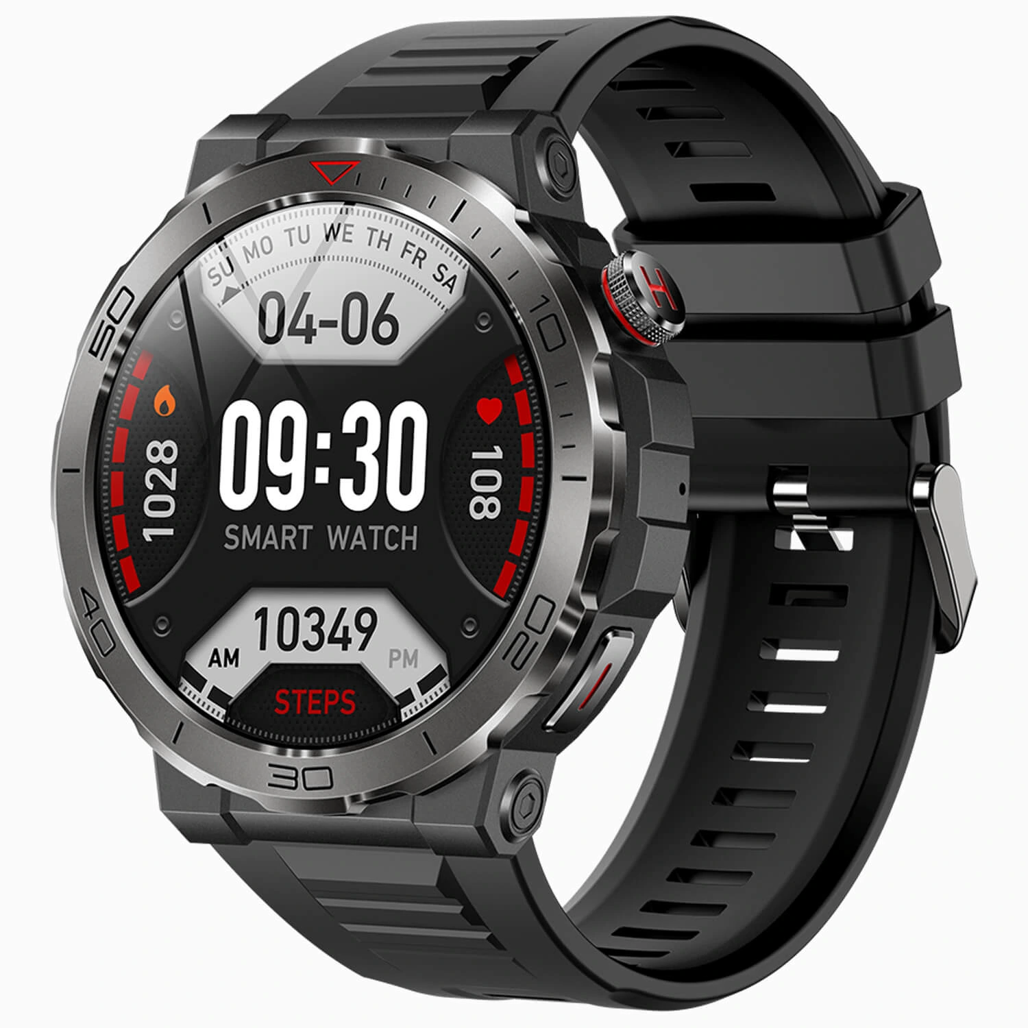 Smartwatch Microwear MK68 - Black Silicone Smartwatch Microwear MK68 - Black Silicone