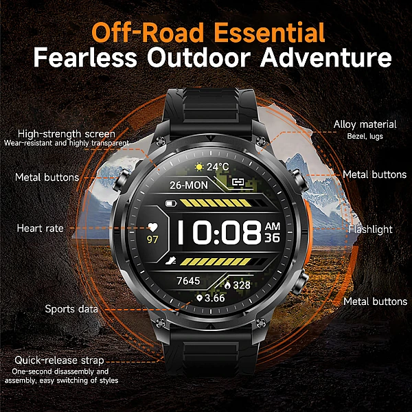 Smartwatch Microwear MK100 - Black Silicone Smartwatch Microwear MK100 - Black Silicone