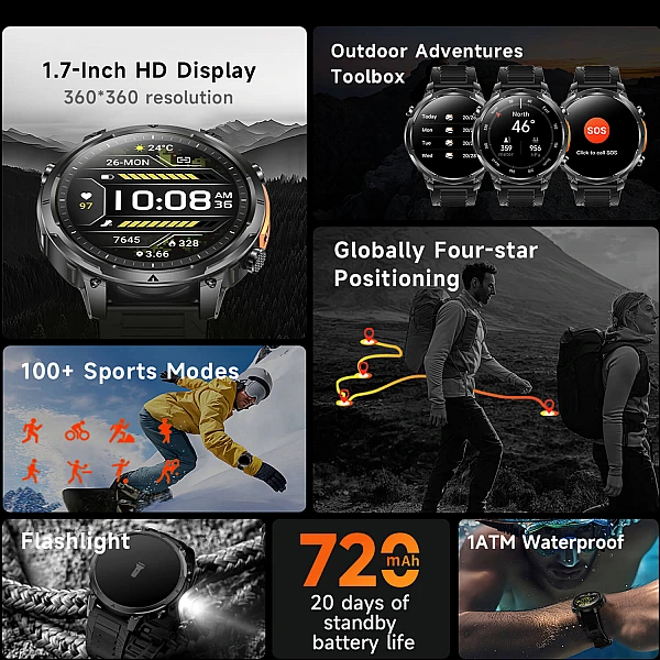 Smartwatch Microwear MK100 - Black Steel Smartwatch Microwear MK100 - Black Steel